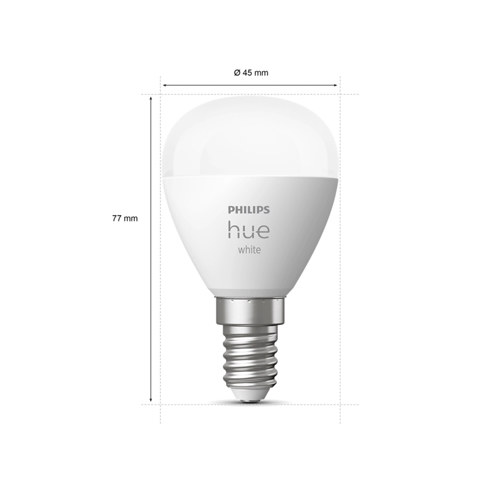 Philips Hue E14 White Lamp Kogellamp 2-Pack