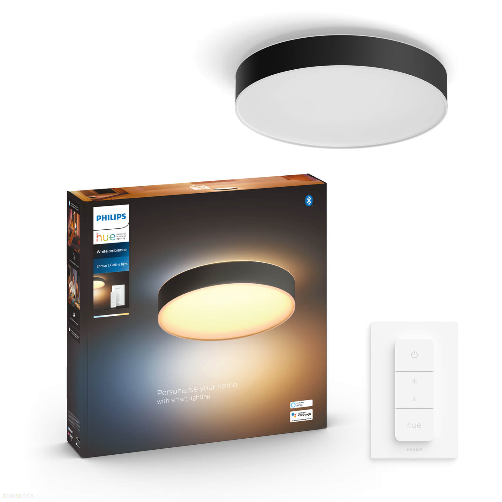 Philips Hue Enrave White Ambiance Plafondlamp Zwart