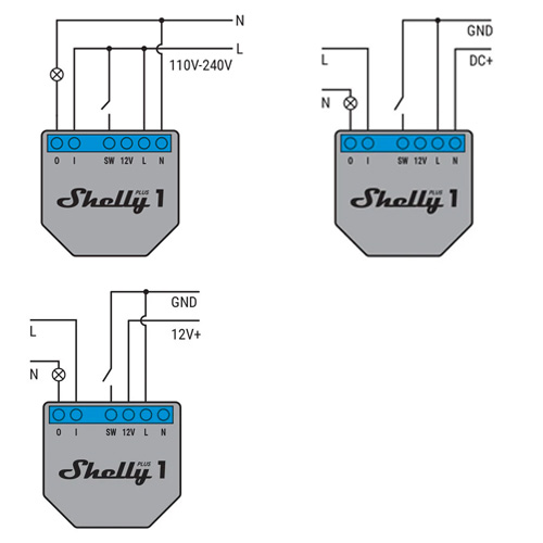 Shelly 1 Plus aansluitschema