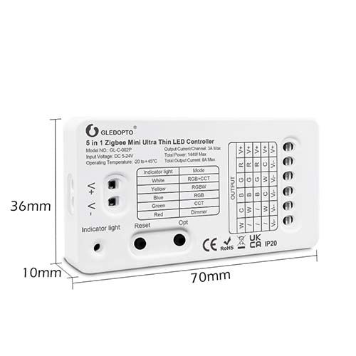 Gledopto 5 in 1 RGBW+CCT Zigbee LED controller