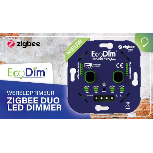 EcoDim Dubbele dimmer Zigbee 2x100W