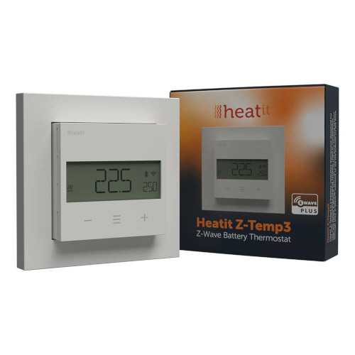 Heatit Z-Temp3 Thermostat Batterij Wit Z-Wave Afbeelding