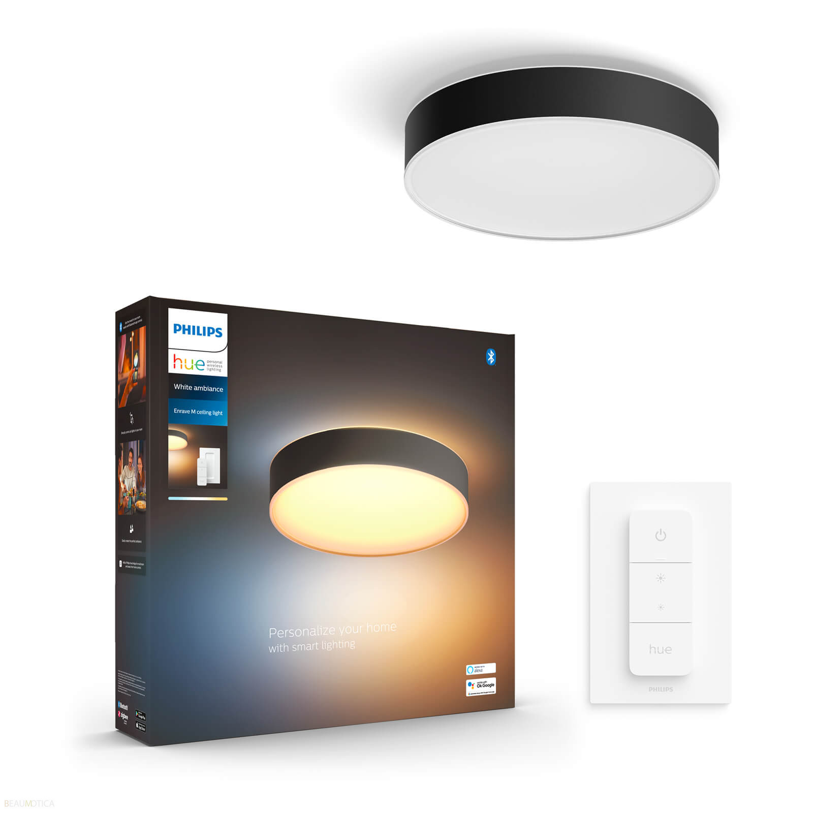 Philips Hue Enrave Medium White Ambiance Plafondlamp Zwart