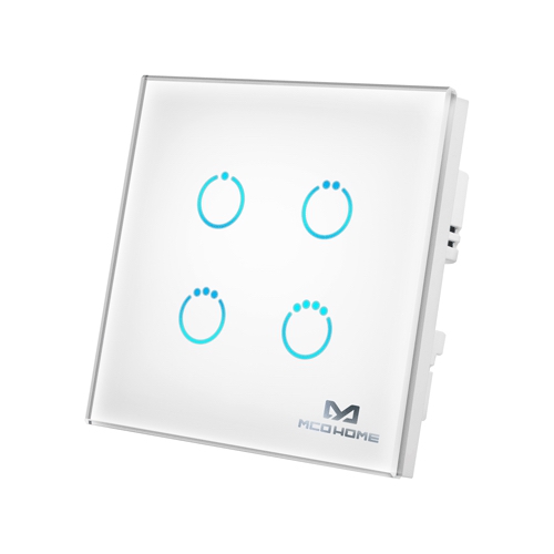 MCO home Schakelaar Z-Wave 4x1000W Touch Wit